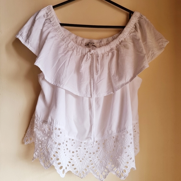 Madewell Eyelet Balcony Off-the-Shoulder Top XL - Picture 5 of 15